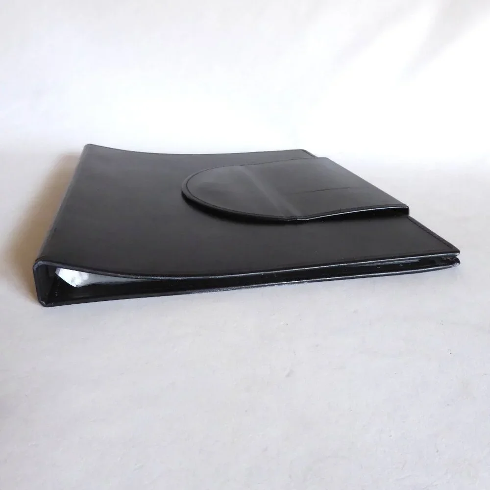 INFUSE BRAND BLACK LEATHER SPIRAL PRESENTATION BOOK SHEET PROTECTOR CASE BINDER